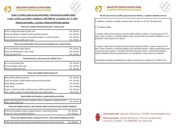 Ceník CHPS (nad 80 hodin) od 1.9.2024